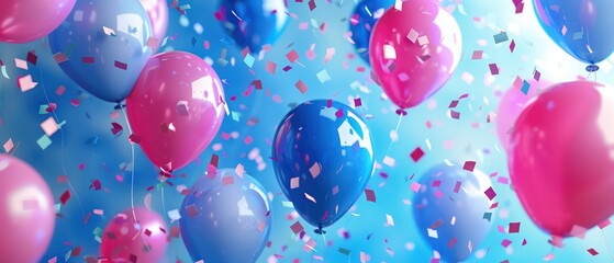 carnival written background with balloons, confetti