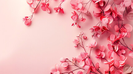 Fototapeta premium Beautiful pink flowers on pink background.