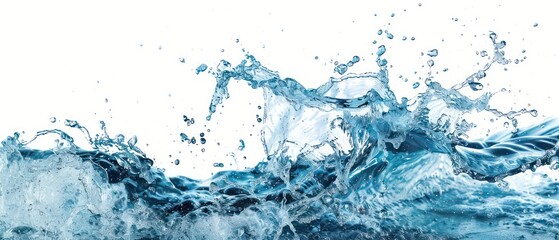 water wave with fresh water, white background