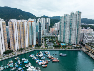 Fototapeta premium Top view of Hong Kong city