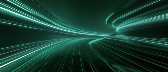 green teal abstract moving smoothed lines with futuristic glowing effect