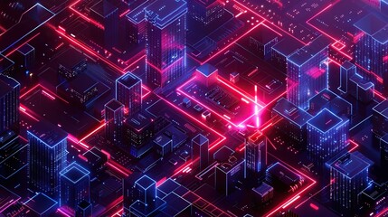 Obraz premium High-Tech Isometric Miniature of Machine Circuits and Equipment