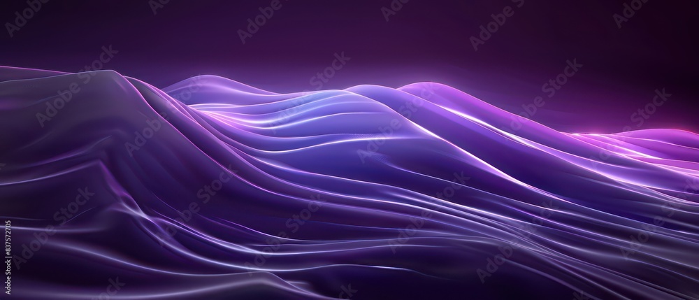 Wall mural dark purple abstract moving smoothed lines with futuristic glowing effect