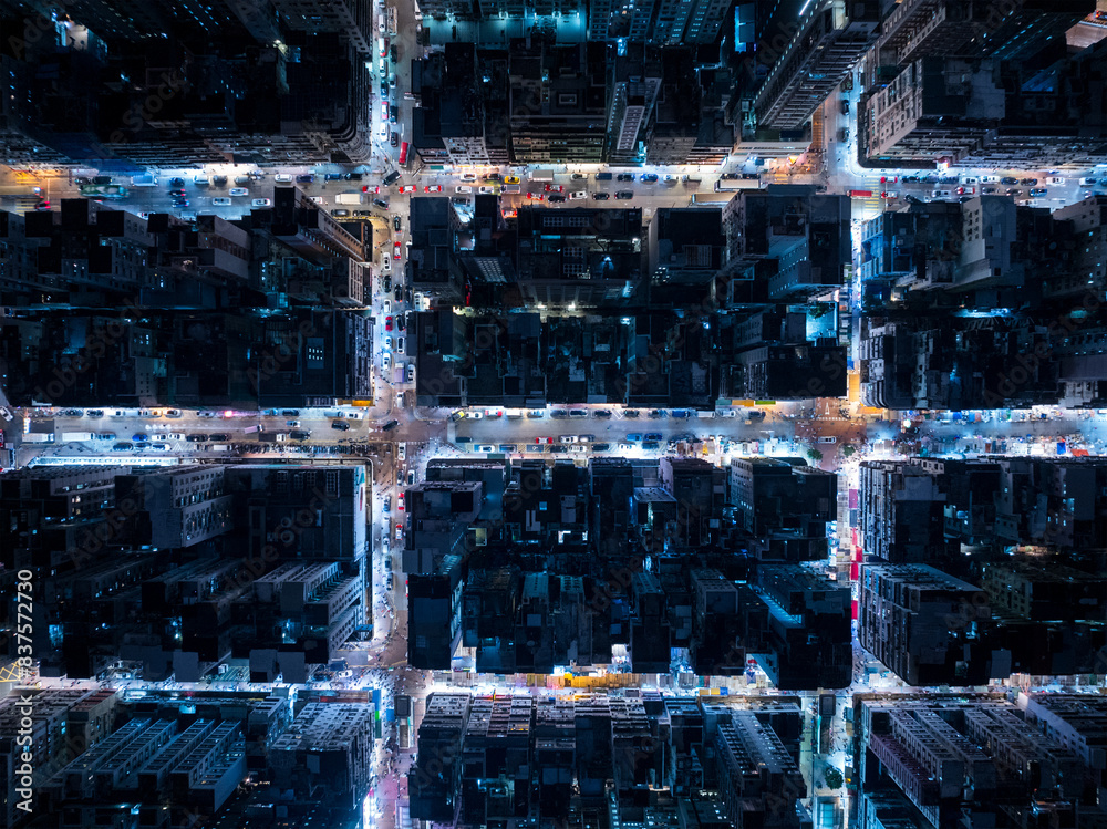 Aufkleber top down view of hong kong kowloon sham shui po district