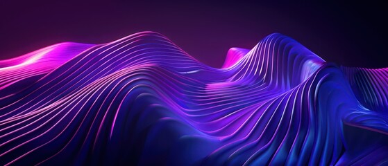 dark purple abstract moving smoothed lines with futuristic glowing effect 