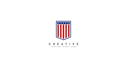 American flag shield logo design vector illustration.