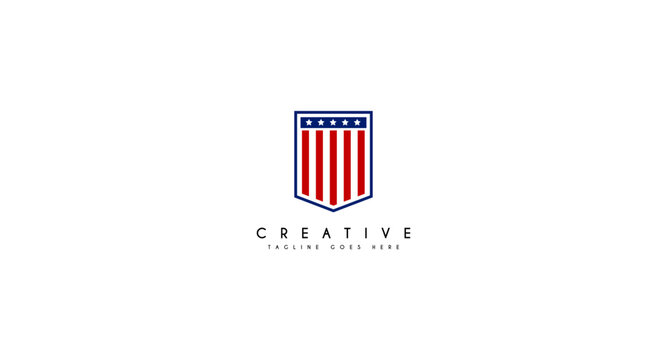 American flag shield logo design vector illustration.