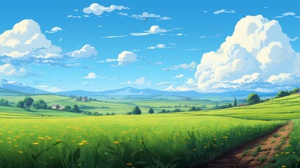 A beautiful, serene landscape with a long