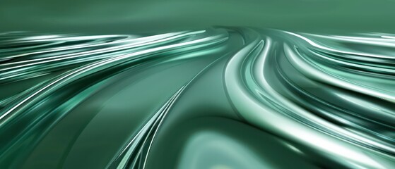 light green moving smoothed lines with abstract futuristic glowing effect