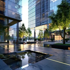 Obraz premium Urban modern building Business Square Platform