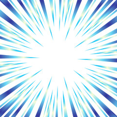 キラキラした青色のグラデーションの集中線