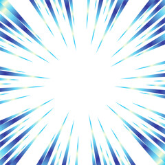 キラキラした青色のグラデーションの集中線