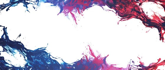 broken brushstroke neon-punk livestream overlay border template in the style of red blue  