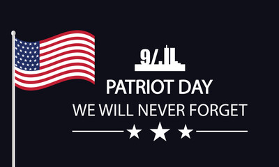Never Forget Commemorating Patriot Day with 911 Text and Flag
