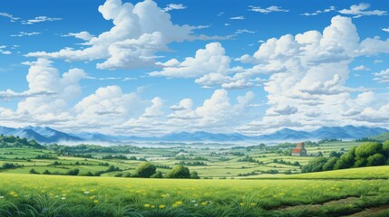A beautiful landscape with a large field of grass
