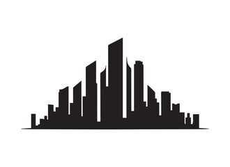 Fototapeta premium Vector silhouette of a modern city building logo concept in black color