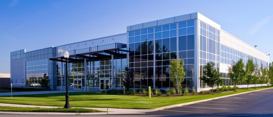 Fototapeta premium commercial storage building with tall windows