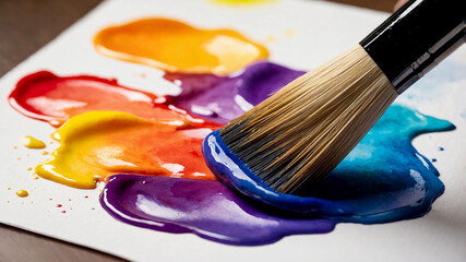 Obraz premium The Art of Nature's Palette watercolors starts creating a gradient vibrant rainbow gradient