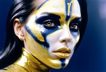 Iridescent woman face beauty snake wallpaper