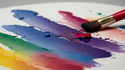 Fototapeta premium The Art of Nature's Palette watercolors starts creating a gradient vibrant rainbow gradient