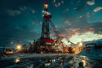 Busy Oilfield Scene with Roustabout at Work