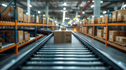 Obraz premium Modern warehouses with automated conveyor belt sorting mechanisms with efficiently process parcels and prepare them for delivery