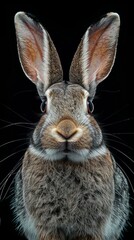 Fototapeta premium Brown rabbit on a black background