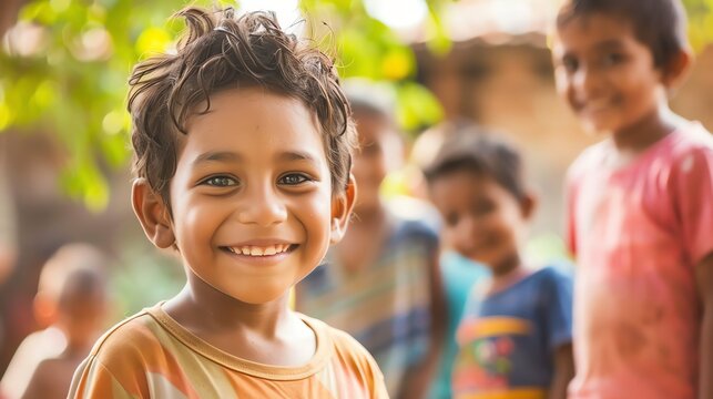 Little boy from India with a toothy smile.