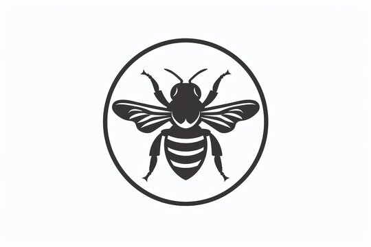 Simple black and white bee icon in a circle.