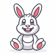 Obraz premium Cute cartoon bunny rabbit with big eyes and a smile.