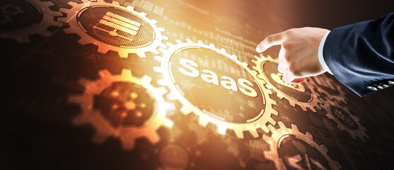 SaaS. Software as a service. Internet technology concept