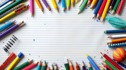 Fototapeta premium A Harmonious Arrangement of Colorful Pencils Forming a Paper Silhouette