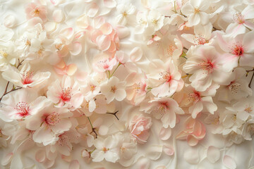 Ethereal, delicate petals on a cream background