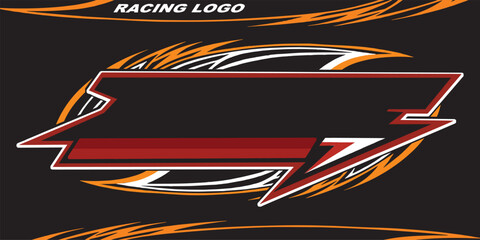 Fototapeta premium Outline and painted racing logo. Isolated in black background, for t-shirt design, print and for business purposes.