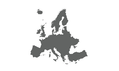 Europe map isolated on white background. for website layouts, reports, annual infographics, world, similar world map icons. travel around the world, map silhouette backdrop.