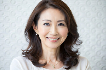 Naklejka premium 笑顔の美しい日本人の中年女性