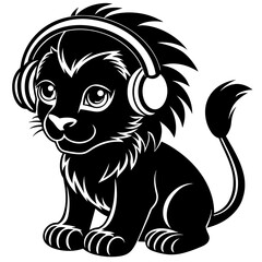 black-silhouette-super-small-baby-lion-con-audifon