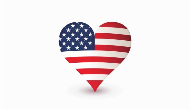 minimalist heart shape with text flag day is on June 4th and American national flags have the white stripes in it