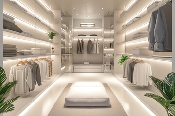 Obraz premium Organized Wardrobe Filled With Clothes. Generative AI