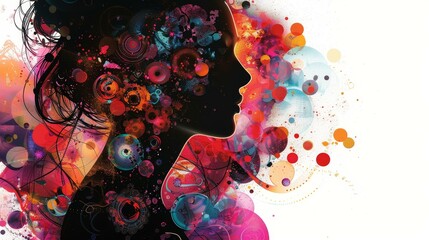 Creative silhouette of a woman using scrapbooking stickers for memory keeping and digital artwork.