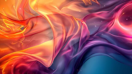 Fototapeta premium Vivid abstract digital art with flowing multicolored waves, blending warm and cool tones creating a dynamic and vibrant visual effect.