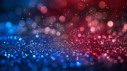 Abstract patriotic background featuring red, white, and blue glitter sparkles, ideal for themes like voting, Memorial Day, Labor Day, and election celebrations.