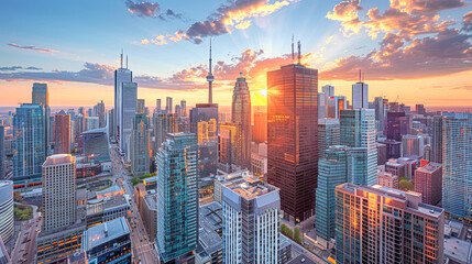 Obraz premium Vibrant Urban Architecture in Modern Downtown District