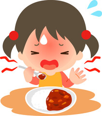 カレーが辛すぎて食べられない女の子