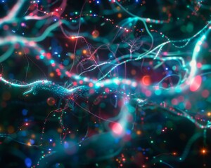 Abstract illustration of a neural network with glowing connections.