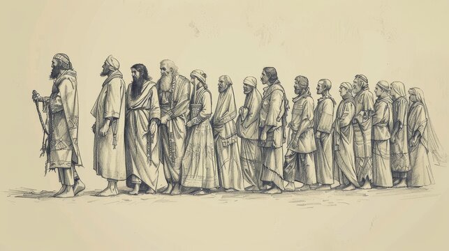 Genesis 36 Biblical Illustration: Esau's Genealogy, Edom Chiefs, Seir Settlements - Beige Background with Copyspace for Inspirational Use