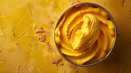 Creamy yellow butter in a bowl with a textured background, showcasing the smooth swirls of the spread. Perfect for culinary and food-related content.
