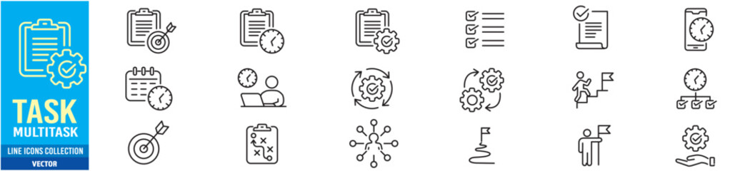 Task icon set. workflow multitasking editable stroke icons collection. Vector illustration