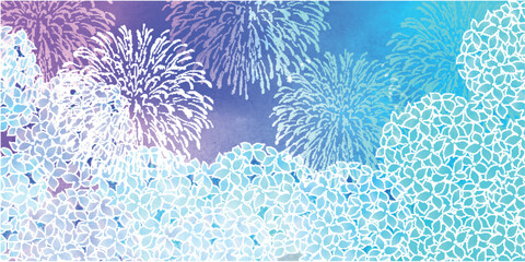 アジサイ　花火、梅雨　花　背景	