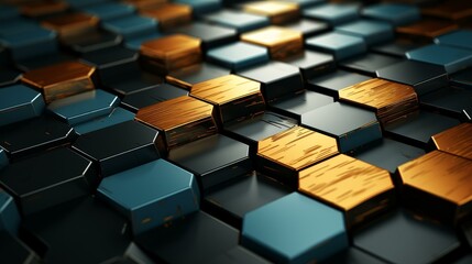 Obraz premium Stunning hexagon design with intricate details and organic shapes, featuring textured surfaces and high resolution.